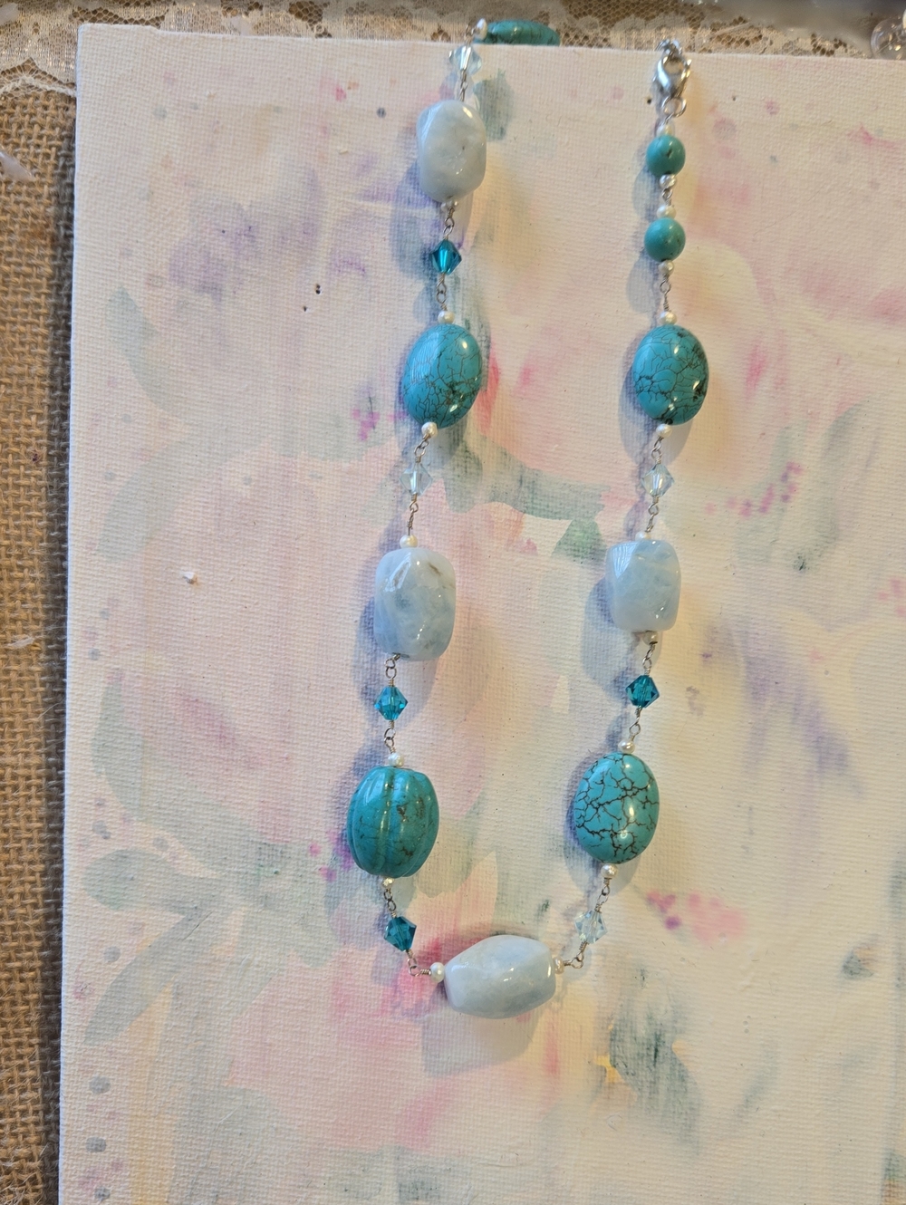 Turquoise & Light Blue Beaded Necklace - Women Jewelry